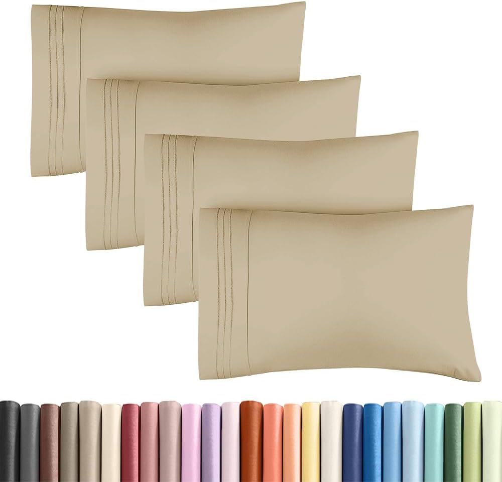 King Standard Pillow Cases Set of 4 - Soft Hotel Quality Pillowcase Covers - Comfy Bedding for Women, Men, Kids & Teens - Machine…