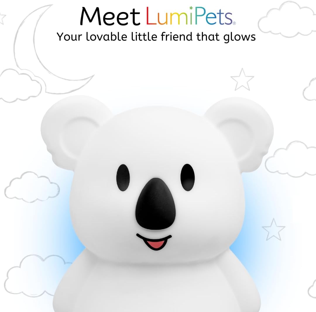 LumiPets Keith the Koala Squishy Night Light for Kids | Silicone Lamp with Tap & Remote Control | Rechargeable, 9 Color Changing Animal…