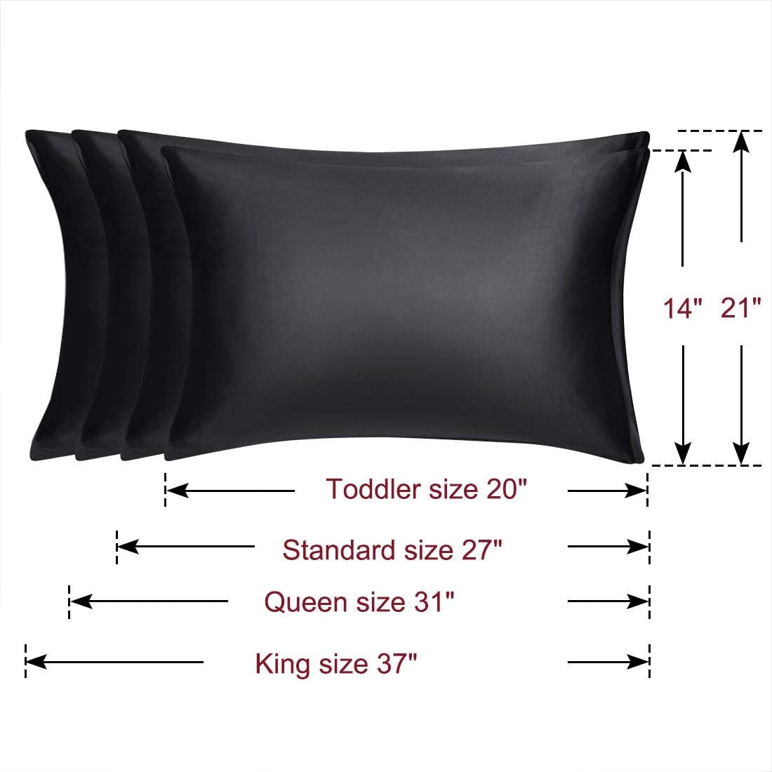 uxcell Queen Satin Pillowcase with Zipper, Super Soft and Luxury, Silky Pillow Cases Covers Set of 2, 21"x31", Black