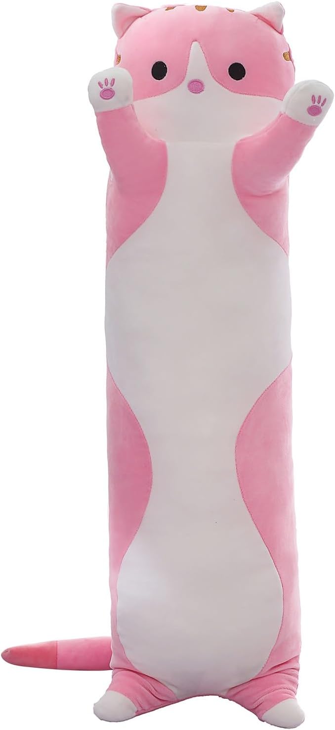 Shinuoer Cute Cat Plush Long Body Pillow – Soft Cartoon Stuffed Animal Doll, Kawaii Cat Plushie Cuddle Toy Gift for Kids, Girls & Girlfrien…