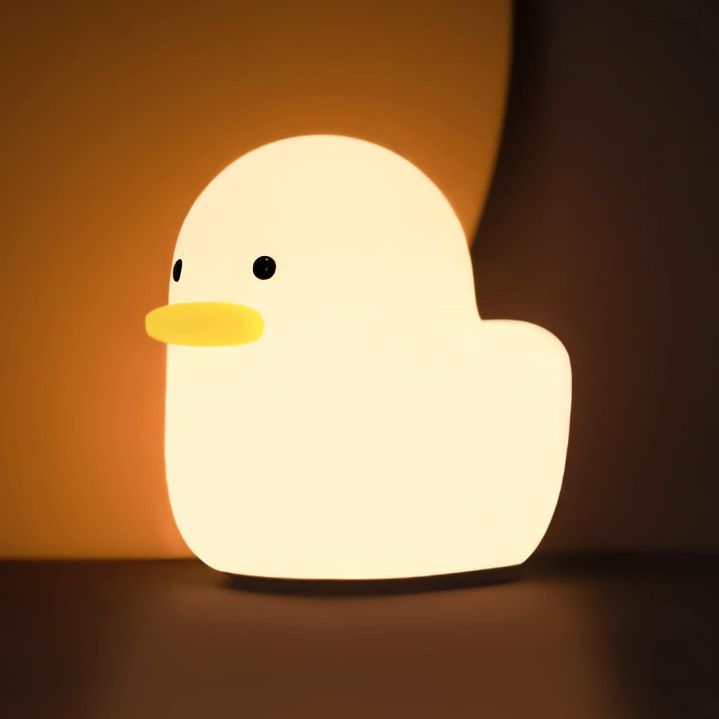 UNEEDE LED Benson Night Light, Cute Duck Animal Silicone Nursery Night Light Rechargeable Table Lamp Bedside Lamp with Touch Sensor for…