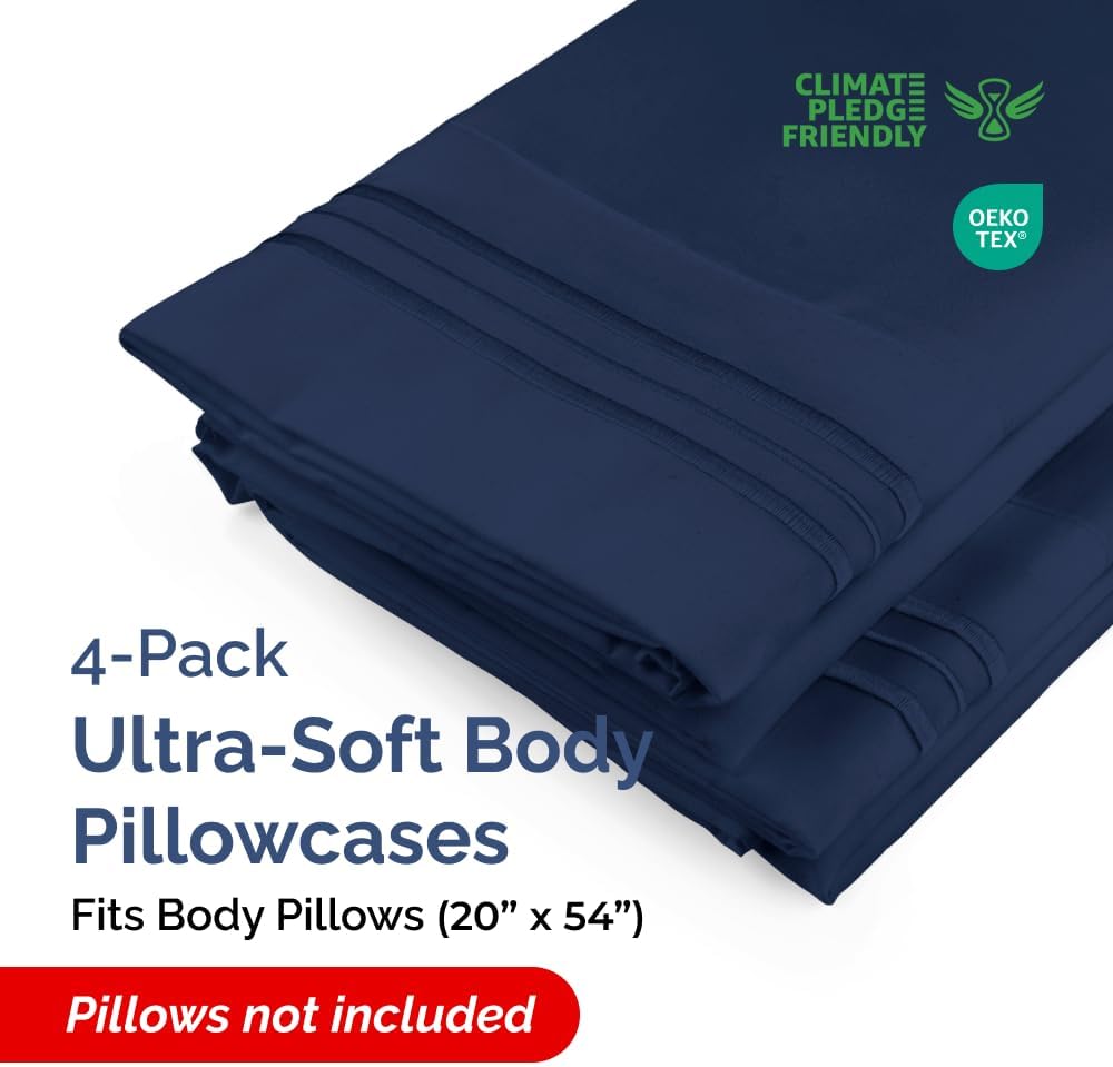 Body Pillowcases Set of 4-20x54 Long Body Pillow Case - Soft Body Pillow Cover for Sleeping & Side Sleepers - Comfy, Breathable & Fade…