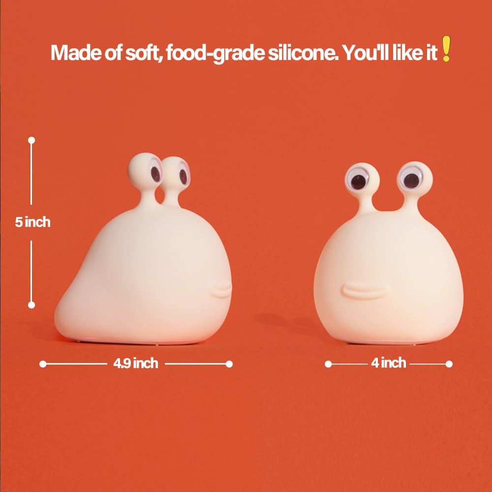 Led Cute Slug Night Light, Dimmable Kawaii Lamps, Super Squishy Silicone USB Rechargeable Touch Control Night Lamp, Used for Camping…