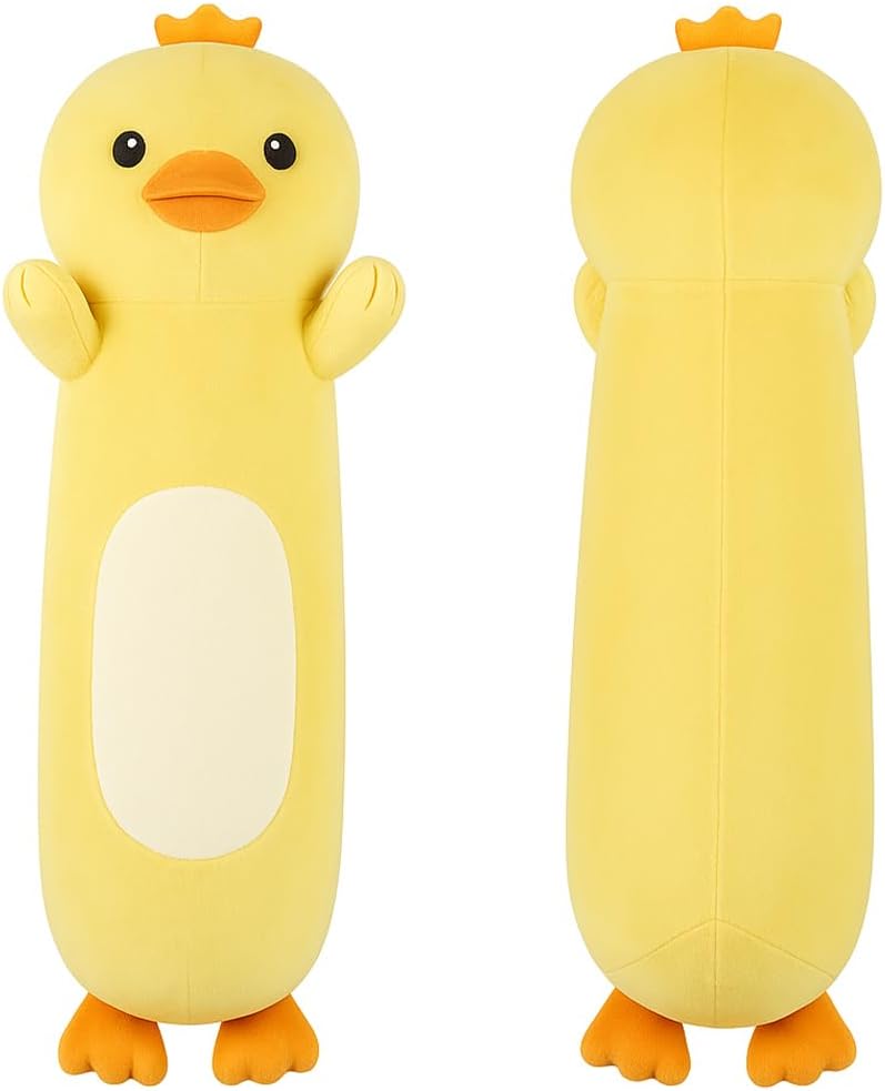 Tianmihou 22 Inch Cute Duck Plush Body Pillow, Soft Squishy Yellow Duck Plush Stuffed Animal Large Toy, Cuddle Long Pillow Plushies Gift…