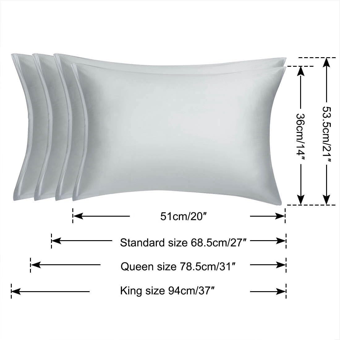 uxcell Travel Satin Pillowcase with Zipper, Super Soft and Luxury, Silky Pillow Cases Covers Set of 2, 14"x20", Silver
