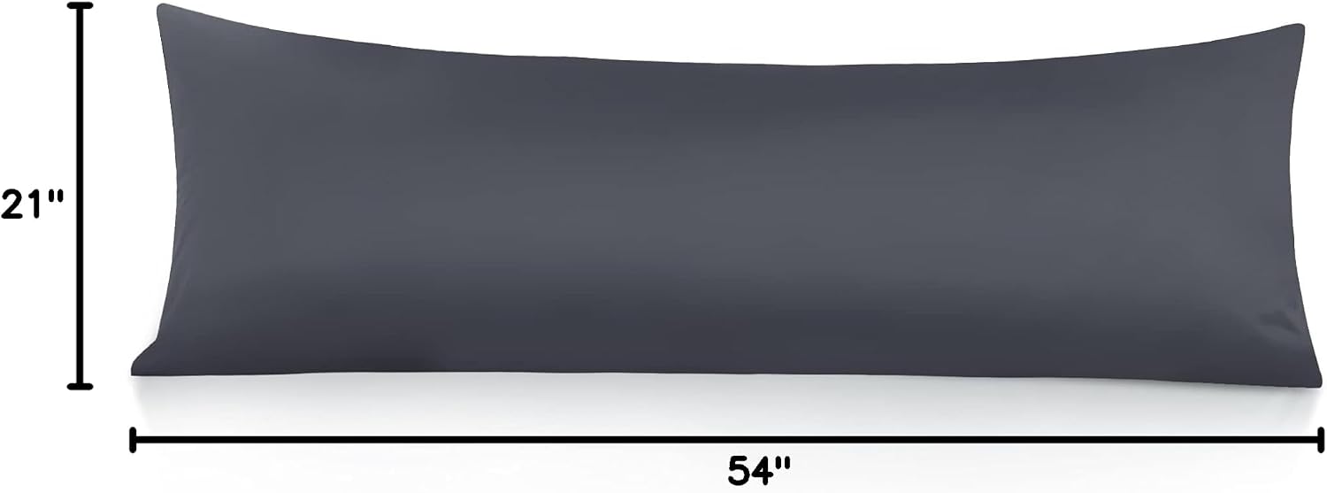 Leeden Body Pillow Cover, 100% Cotton, 800 Thread Count Pillowcase, Soft Breathable Long Pillow Case for Adults, Envelope Closure (Grey,21"…