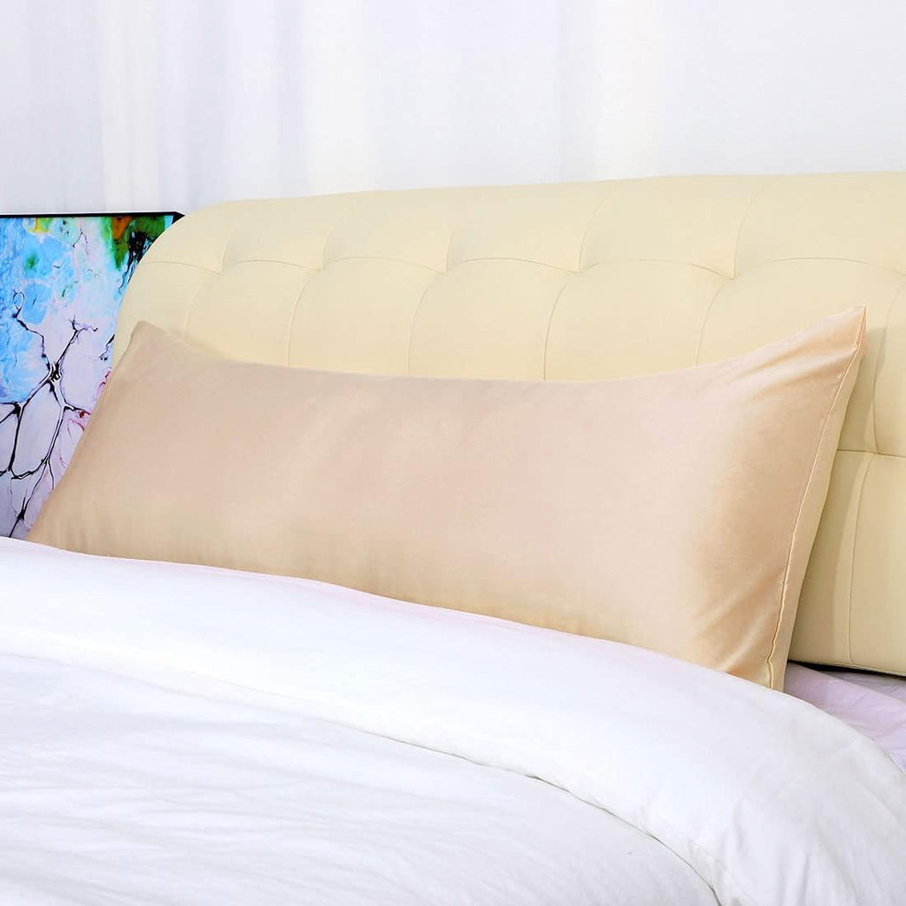 uxcell Body Pillow Cover, 20x54 Inch Khaki Silky Satin Body Pillowcases for Hair and Skin, Soft Cooling Smooth Pillow Case with Envelope…