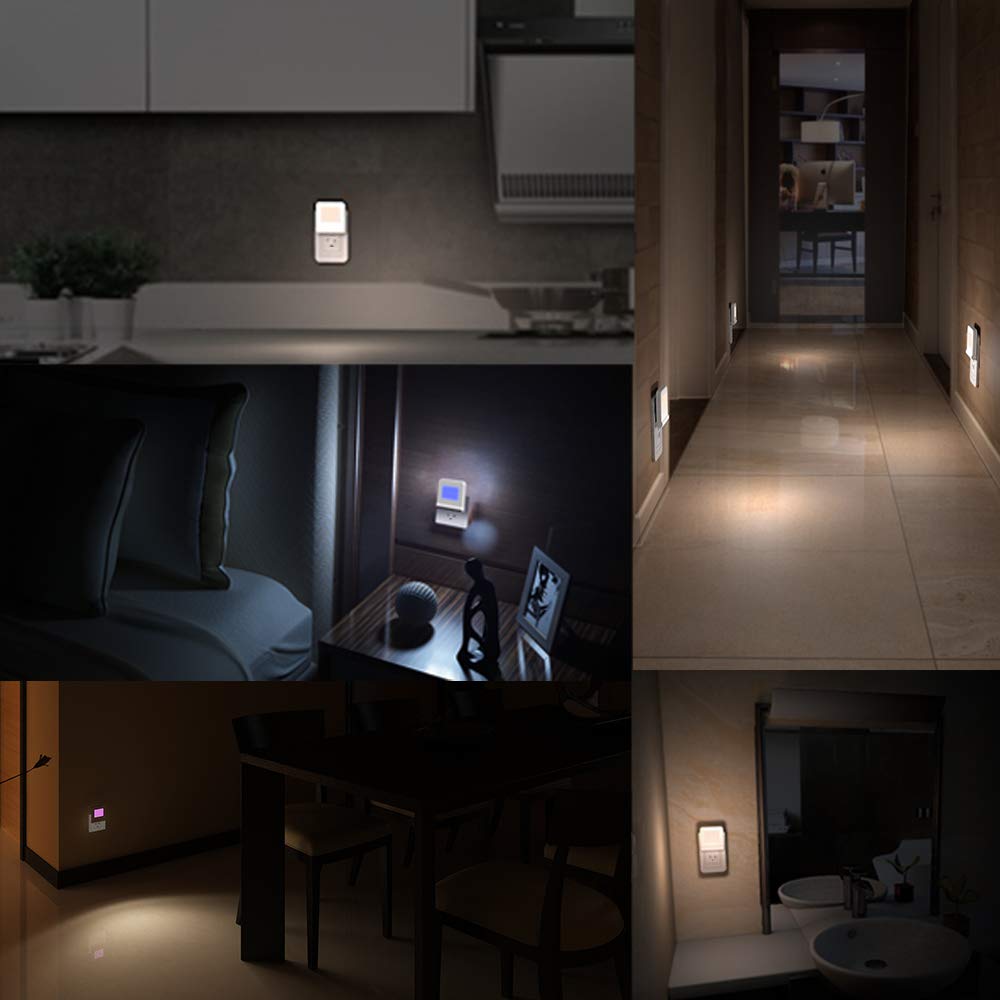Maz-Tek Plug in LED Night Light with Smart Dusk to Dawn Sensor, Multi-Color Changeable Nightlights, Energy Efficient Night Lamp for Bedroom…