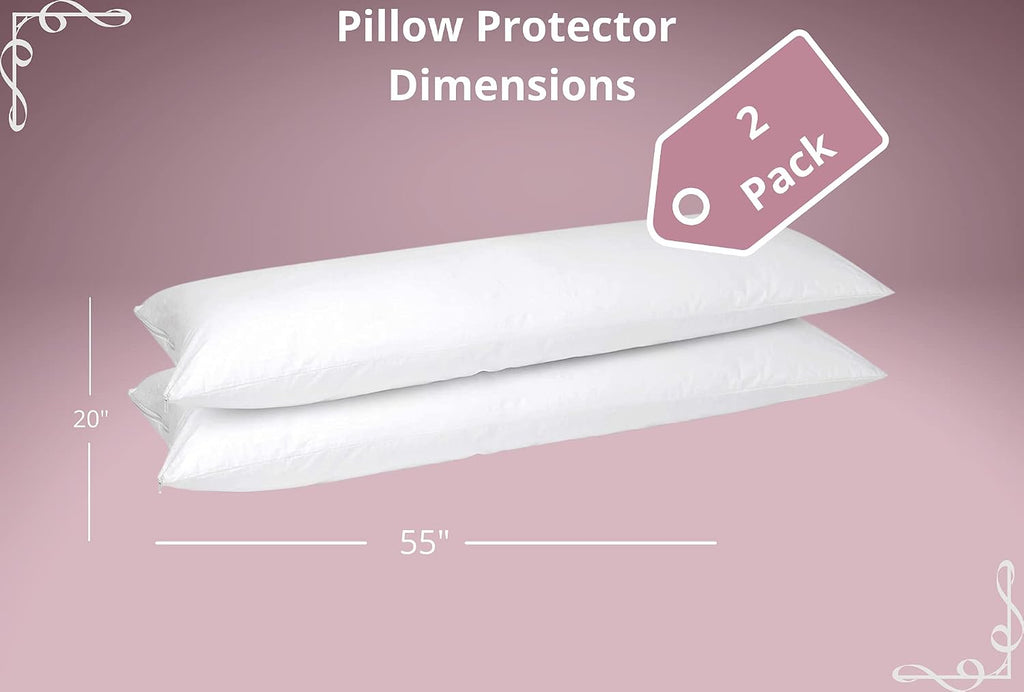 CirclesHome Pillow Protectors 2 Pack Body (20 x 55) Zippered - 100% Cotton Breathable Pillowcases - Protects Pillows from Dirt, Dust and De…