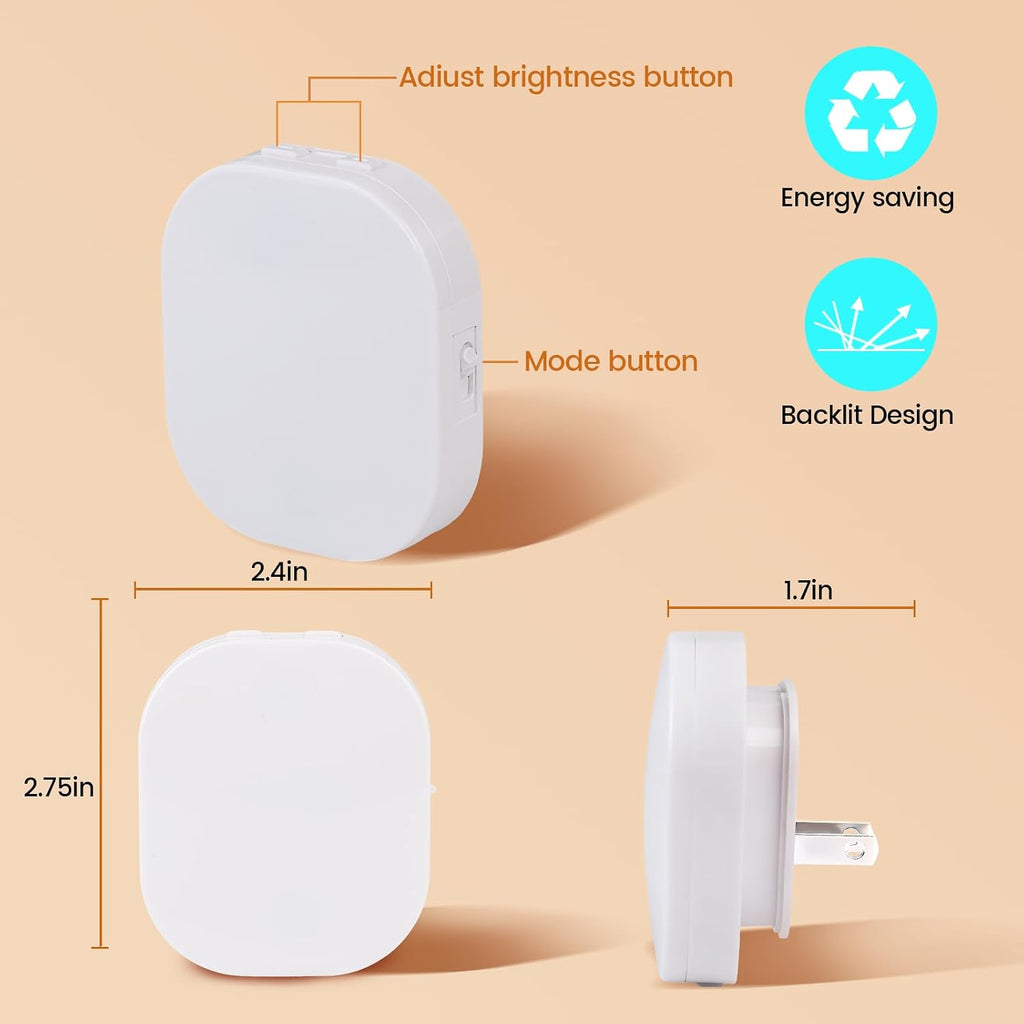 Hiwrolat Plug-in LED Backlit Night Light with Motion Sensor & Dusk to Dawn Sensor, 2700K Soft Warm White Nightlight with Dimmable Br…