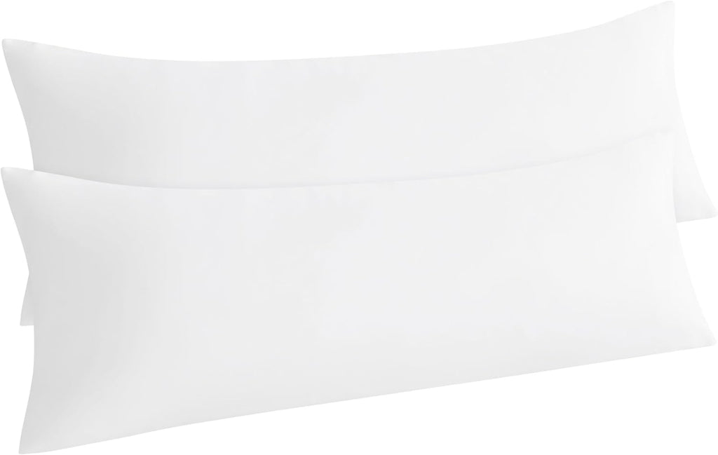Ntbay Body Pillow Cases Set of 2, 2 Pack Brushed Microfiber 20x54 Pillow Cases, Soft, Wrinkle, Fade, Stain Resistant White Pillow Cases wit…
