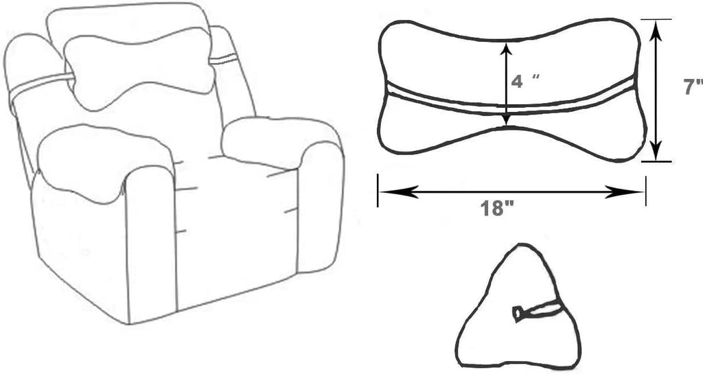 Recliner Headrest Pillow, Head Pillow for Sofa, Recliner Neck Pillow, Bone Couch Neck Pillow for Pain Relieve(Grey)