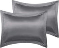 PiccoCasa 2 Pack Satin Pillowcase for Hair and Skin, Euro Sham Pillow Covers Soft Silky Oxford Pillow Cases with Envelope Closure Queen(20"…
