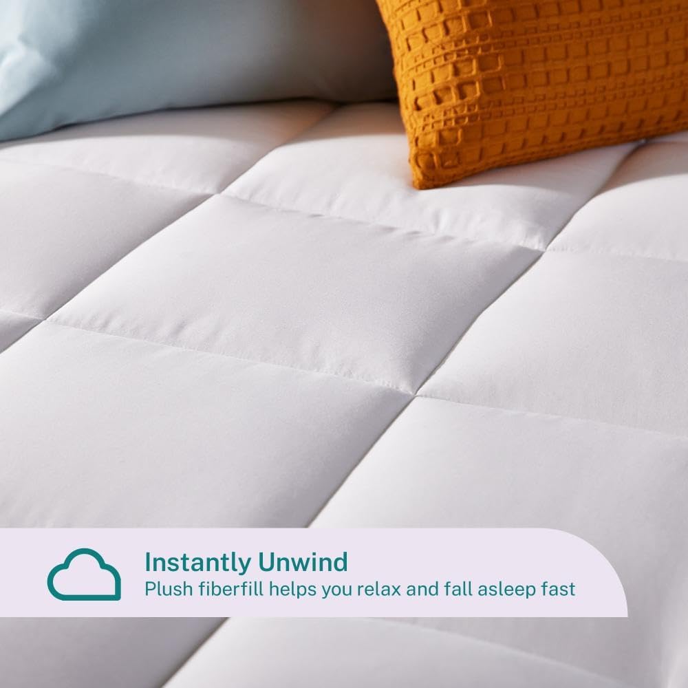 Sleep Innovations Dual Layer 4 Inch Memory Foam Mattress Topper, Full Size, Medium Support, 2 Inch Cooling Gel Memory Foam Plus 2 Inch…