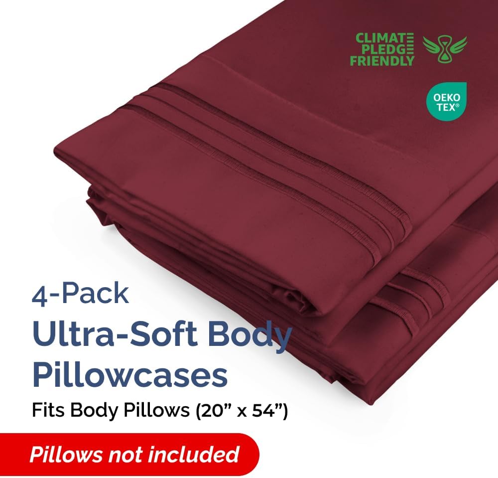 Body Pillowcases Set of 4-20x54 Long Body Pillow Case - Soft Body Pillow Cover for Sleeping & Side Sleepers - Comfy, Breathable & Fade…
