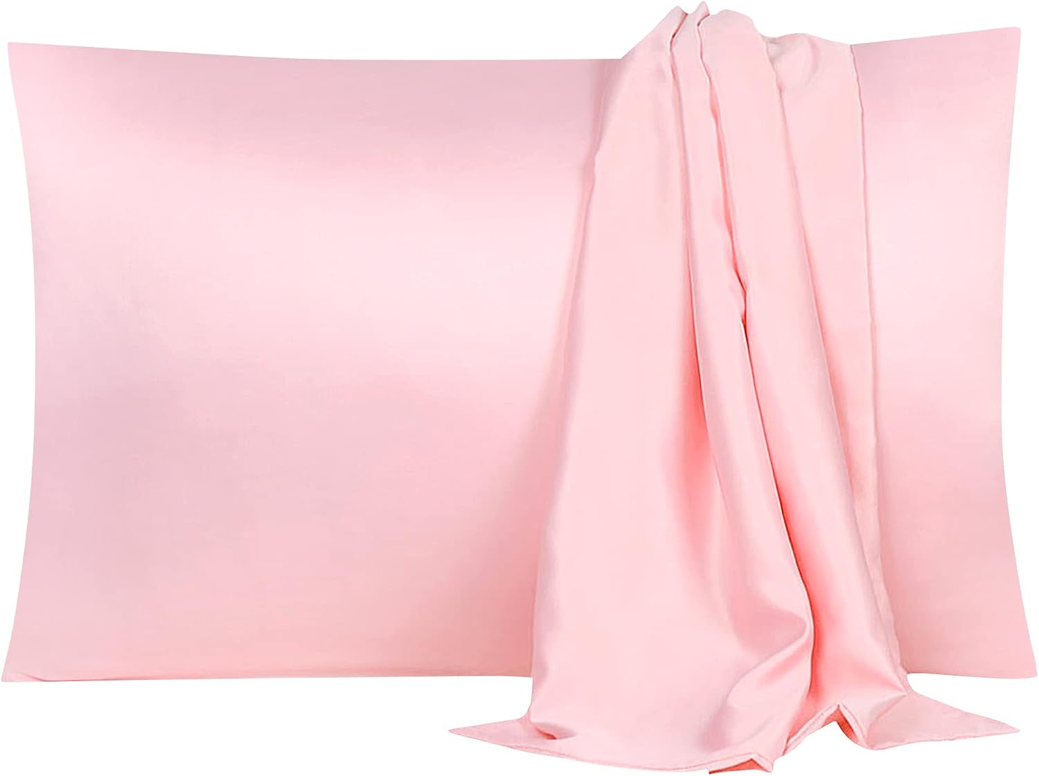 uxcell 2 Pack Silk Satin Pillowcase for Hair and Skin, Cool, Silky, Soft Breathable Pillow Cases King Size 20x36 Inch Sateen Pillowcase Pin…