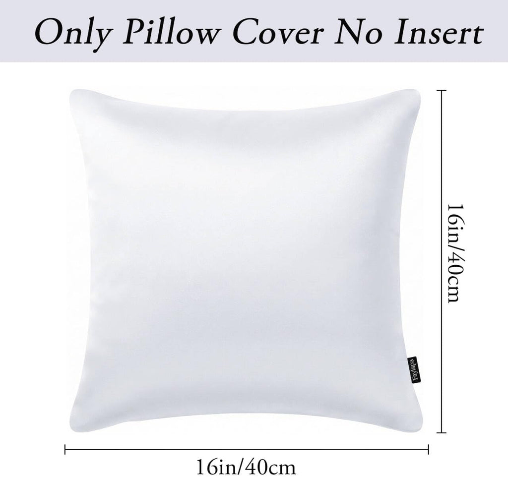 Faylapa 4 Pack Satin Throw Pillow Cases, White Heavy Silk Satin Decorative Pillow Covers Solid Dyed Soft Pillow Cover Home Decor,16" x 16"…