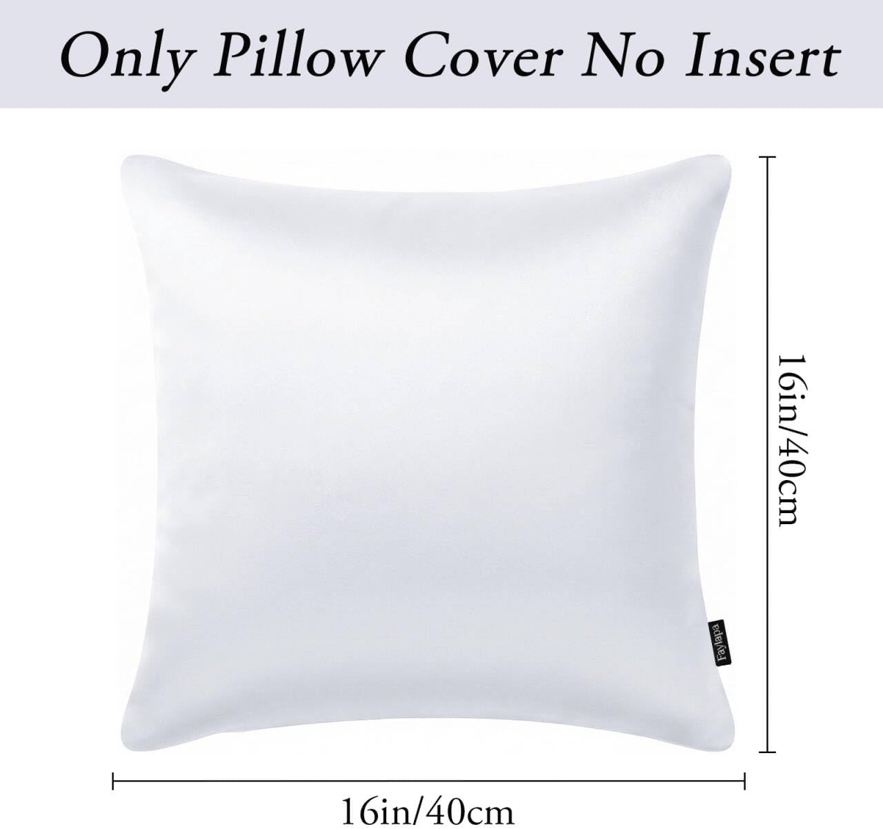 Faylapa 4 Pack Satin Throw Pillow Cases, White Heavy Silk Satin Decorative Pillow Covers Solid Dyed Soft Pillow Cover Home Decor,16" x 16"…