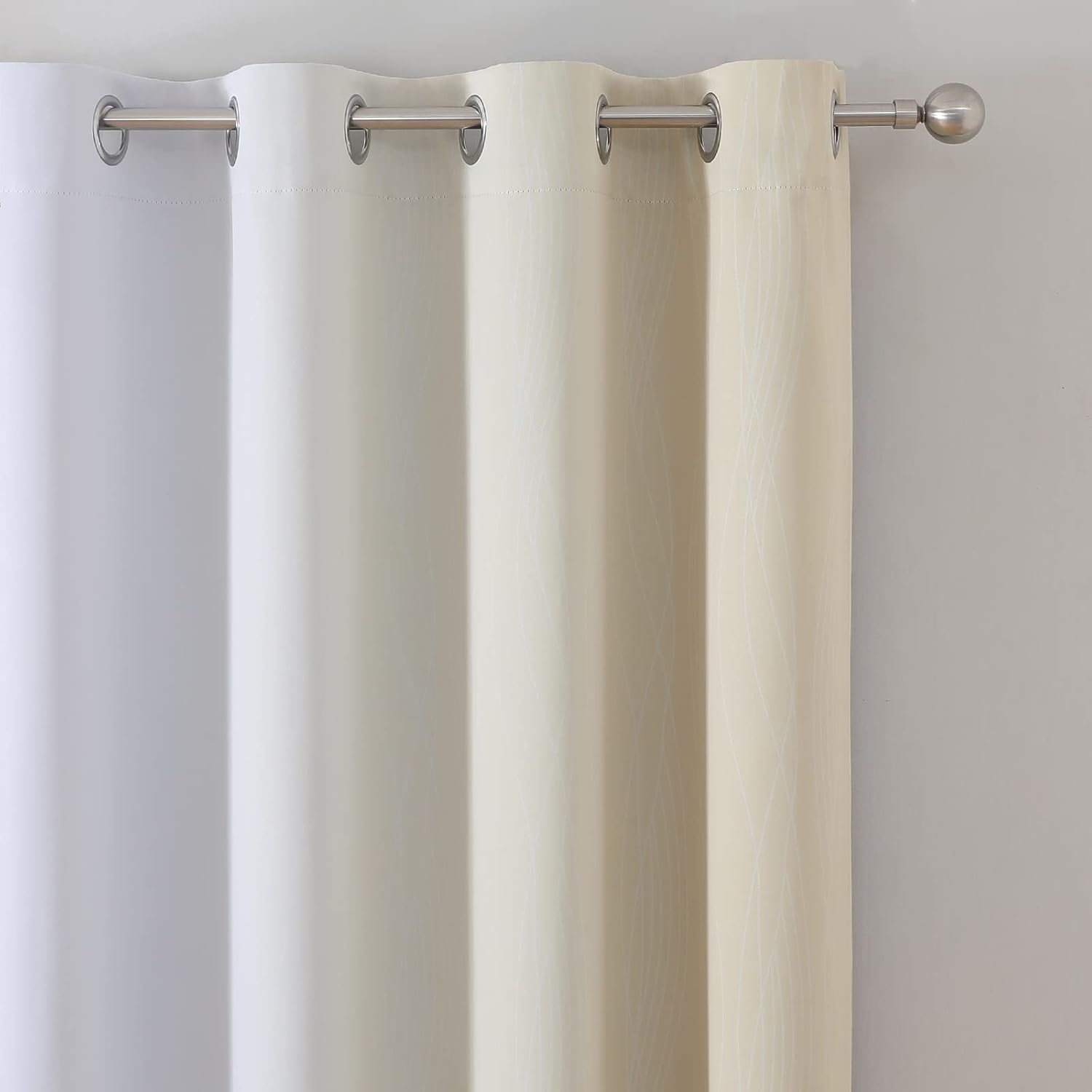 Estelartextiler Estelar Textiler Beige and Greyish White Blackout Curtains for Living Room, Full Room Darkening Gradient Drapes for Bedroom…