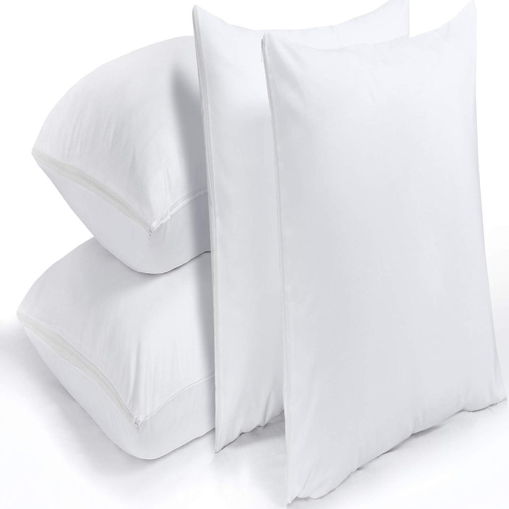 NiagaraSleepSolution Niagara 4 Pack Pillow Protectors Standard 20x26 Inches Ultra Fresh Treated 100% Cotton Non Crinkle Quiet…