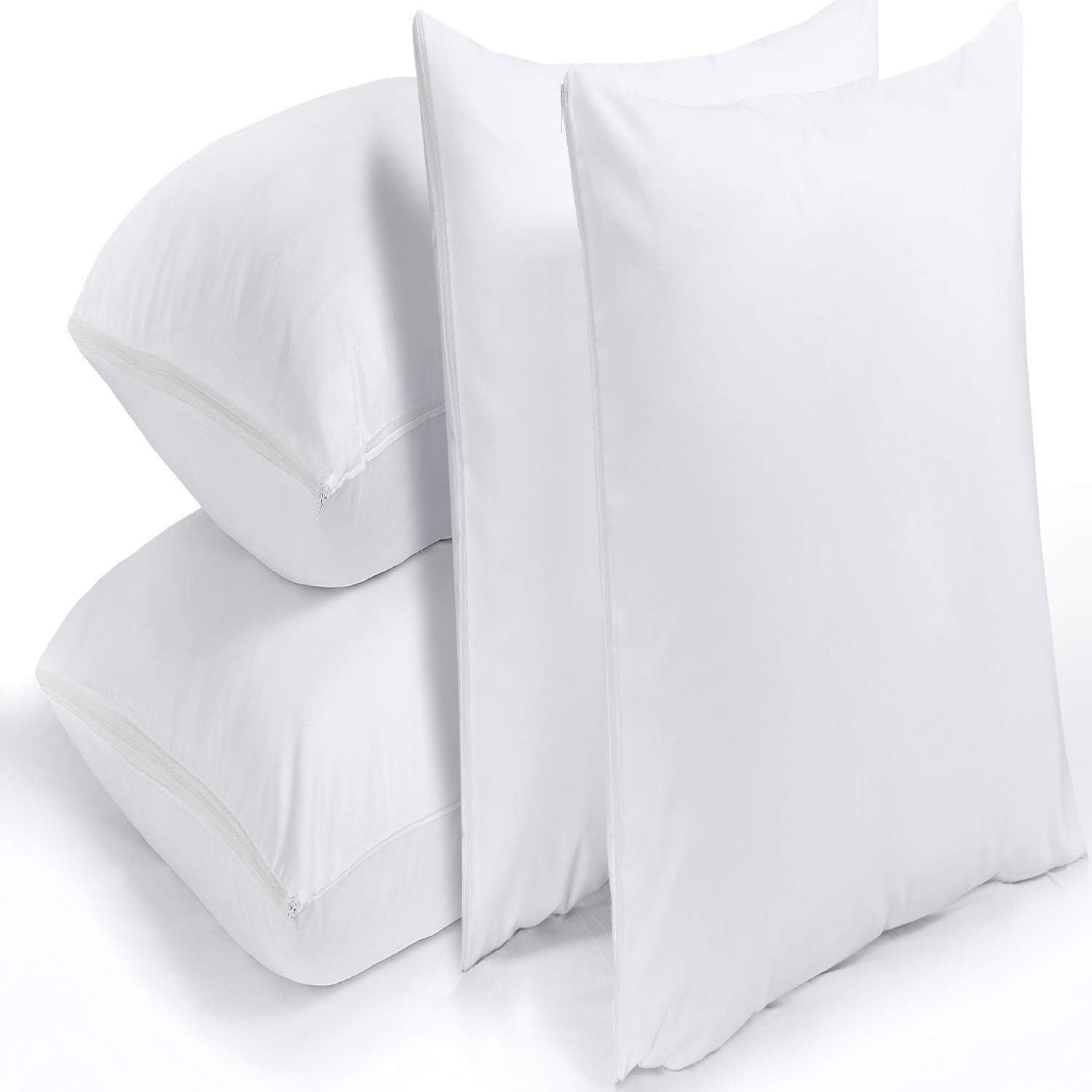 NiagaraSleepSolution Niagara 4 Pack Pillow Protectors Standard 20x26 Inches Ultra Fresh Treated 100% Cotton Non Crinkle Quiet…
