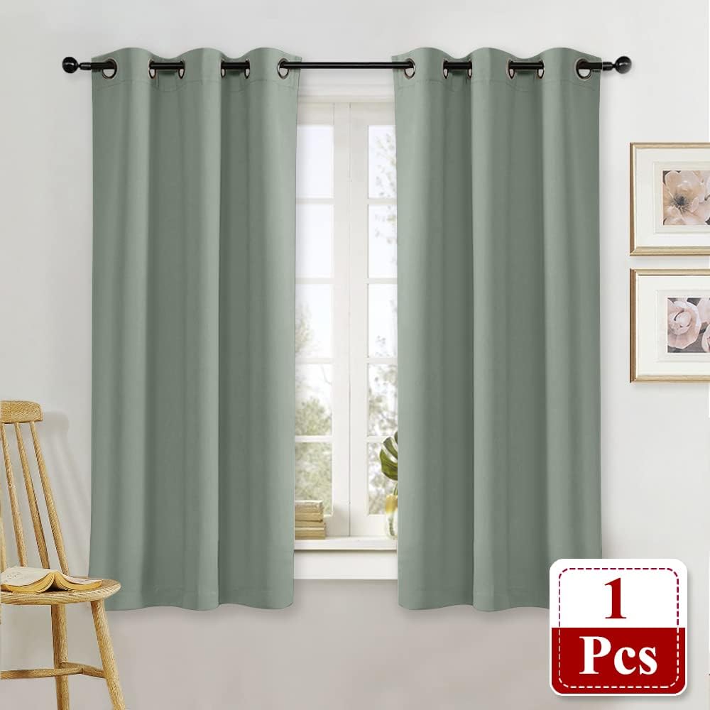 NICETOWN Greyish Green Blackout Curtain Window Drape Panel Noise Reducing Solid Grommet Top Blackout Room Darkening Curtain/Drape for…