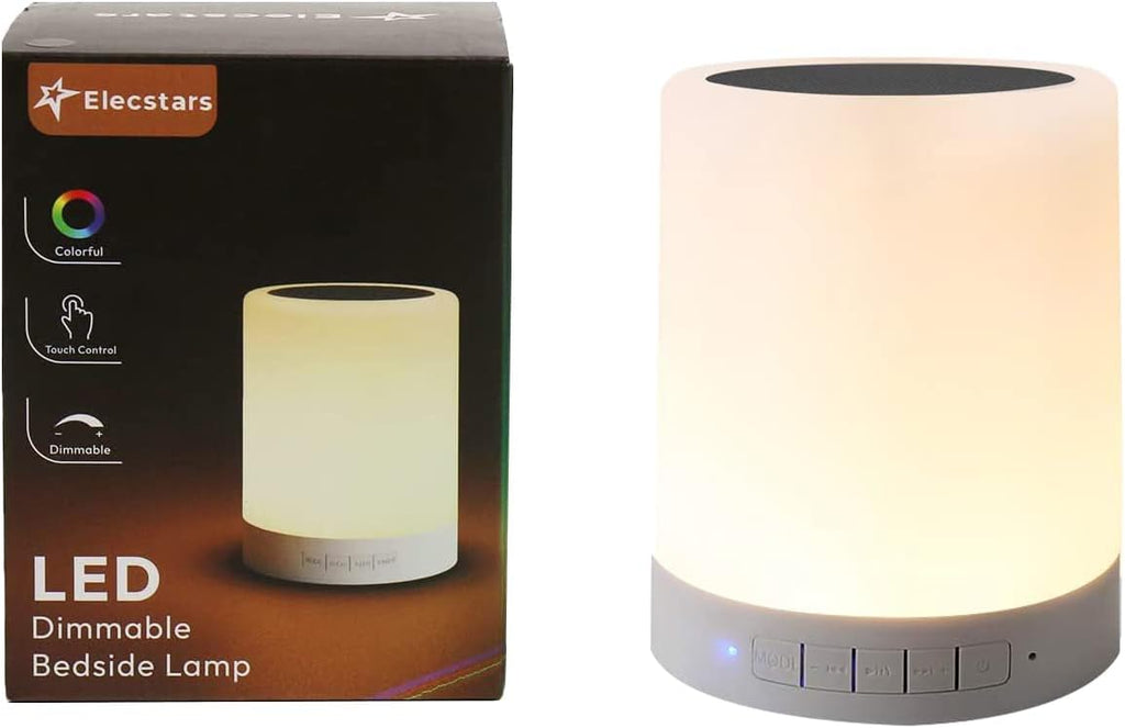 Elecstars Touch Bedside Lamp - with Bluetooth Speaker, Dimmable Color Night Light, Outdoor Table Lamp with Smart Touch Control, Best Gift…