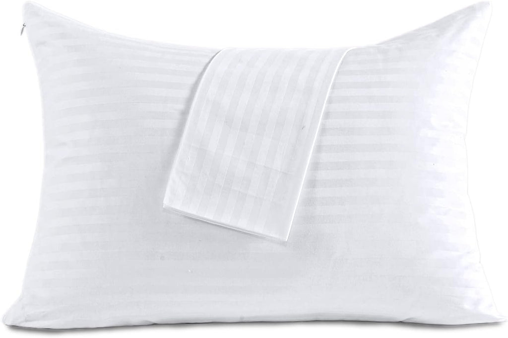 100% Cotton Pillow Protectors with Zipper Standard Size, White Pillow Cases for Home & Hotel, Sateen Soft Cooling Hidden Zippered Pillow…