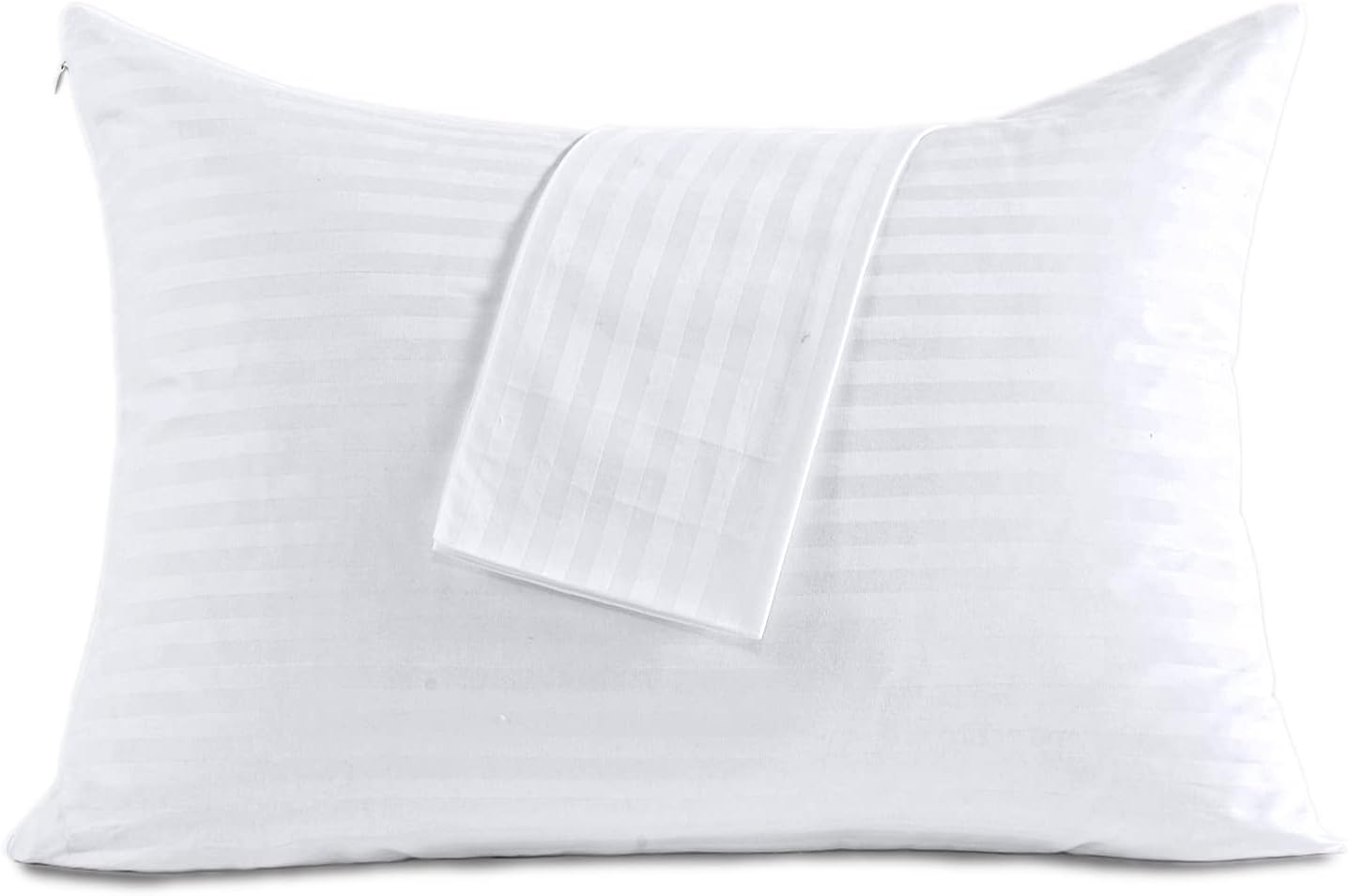 100% Cotton Pillow Protectors with Zipper Standard Size, White Pillow Cases for Home & Hotel, Sateen Soft Cooling Hidden Zippered Pillow…