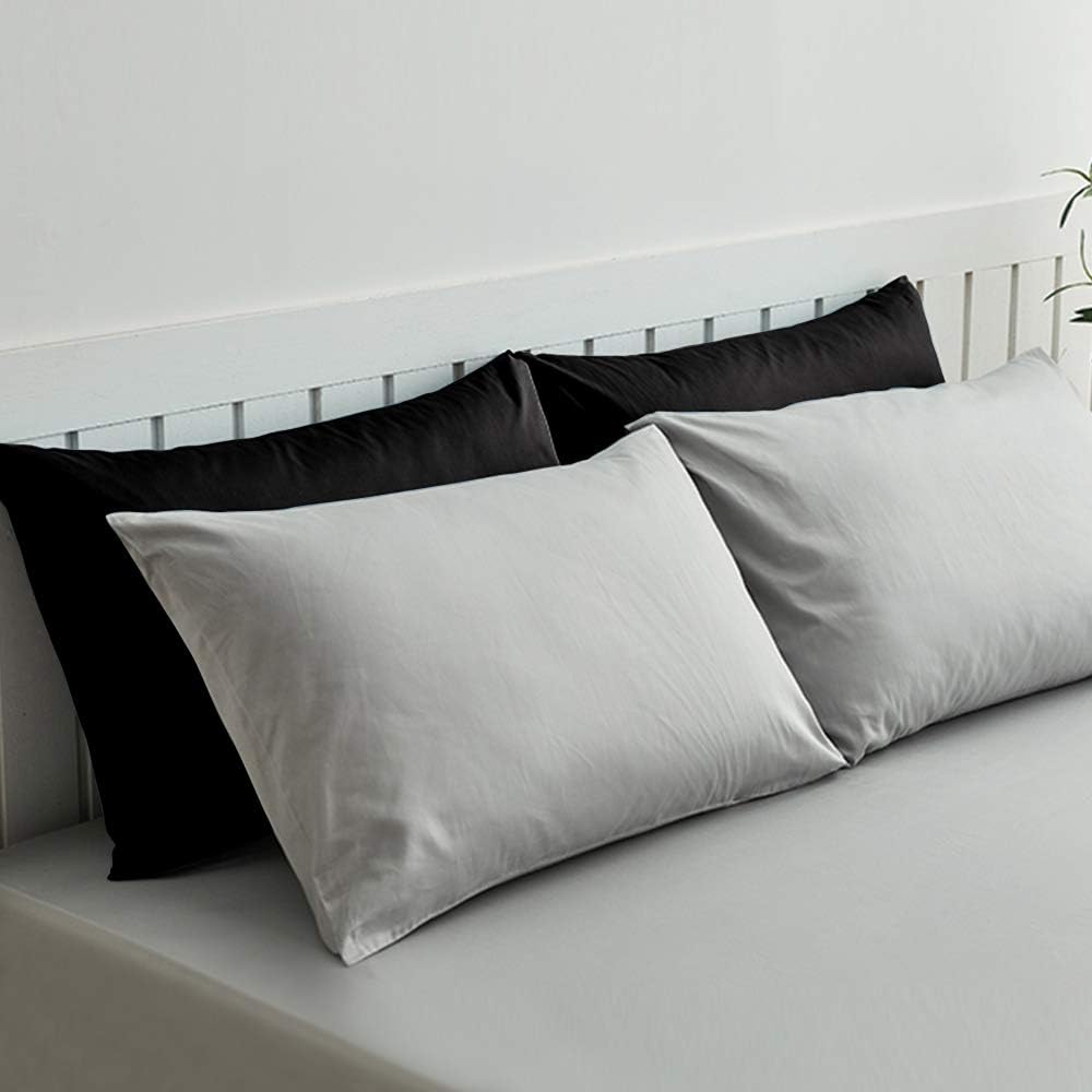 Ntbay King Pillowcase Set - 2 Pack Brushed Microfiber 20x36 Pillowcases - Soft, Wrinkle-Free, Fade-Resistant, Stain-Resistant, Light Grey P…