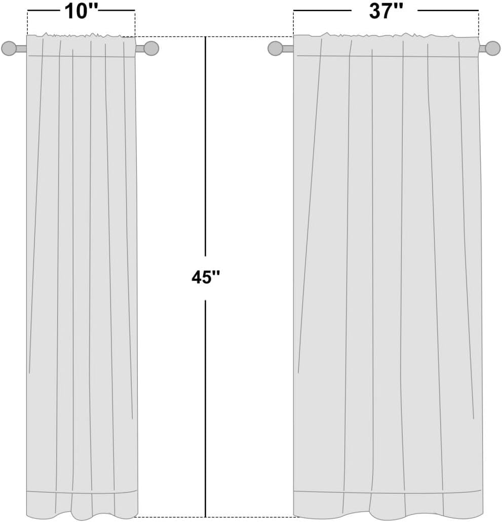 Nicetown White 100% Blackout Curtains 45 inches Long for Kitchen, Rod Pocket Basement Window Treatment Thermal Insulated Lined Drapes for S…