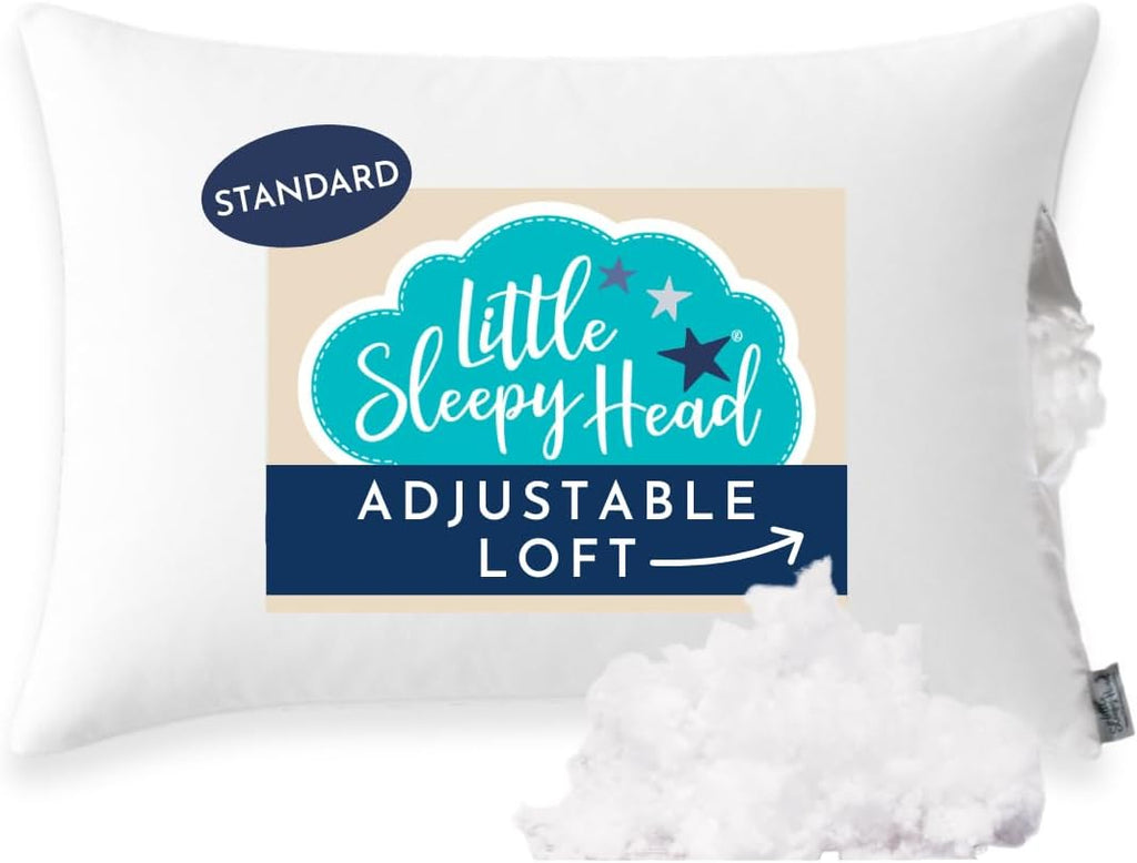 Little Sleepy Head Standard Pillow for Sleeping, Adjustable Loft Bed Pillow with Hypoallergenic Down-Like Fill, Hotel Quality Comfort…