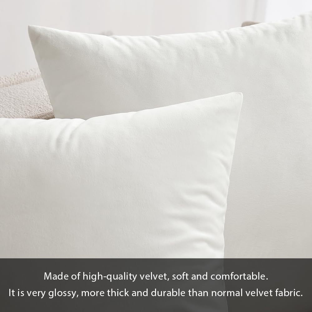 Miulee Velvet Throw Pillow Covers 12x20 Inch, Pack of 2 - Pure White, Soft Solid Lumbar Decorative Pillow Covers Modern Luxury Home Decor f…
