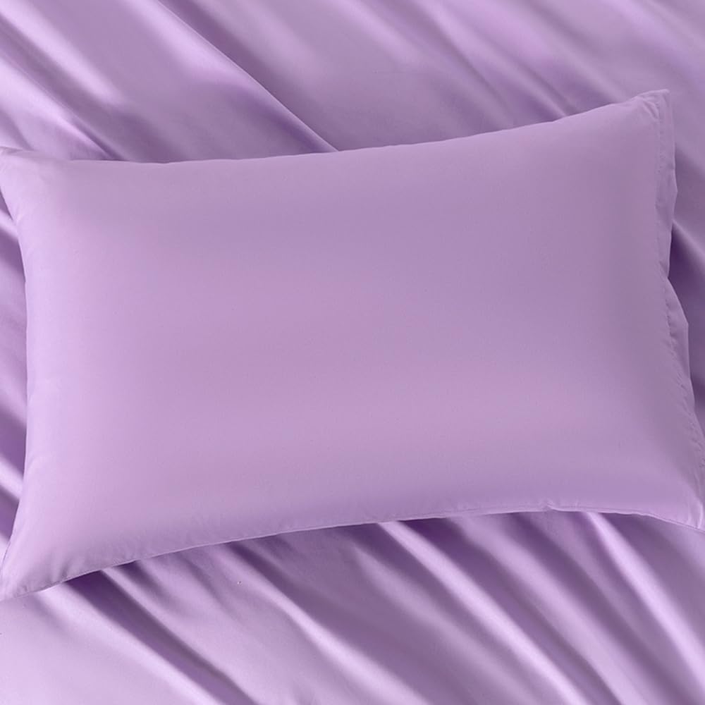 NookZuzu 2 Pack Microfiber Zipper Pillowcases, Soft Comfortable Not Shrink Purple Pillow Case, Standard Pillow Cases Set of 2 (20x26 Inches…