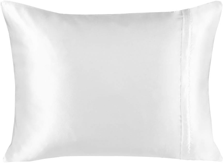 BLISSFORD Luxury Satin Pillowcase for Hair – Queen Satin Pillowcase with Zipper, White (1 per Pack)