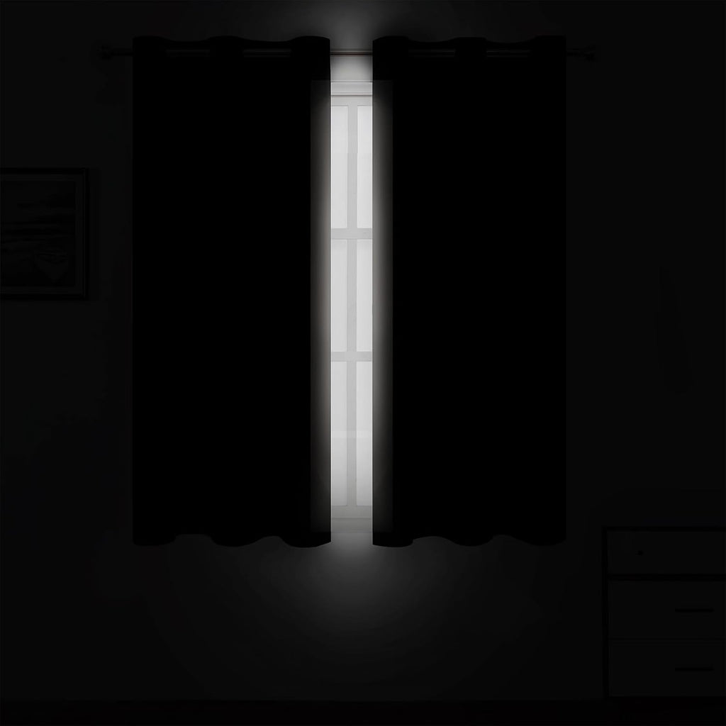 Lemomo Light Beige Blackout Curtains 42 x 54 Inch Length Set of 2 Panels Grommet Bedroom Curtains for Living Room 54 Inch silver