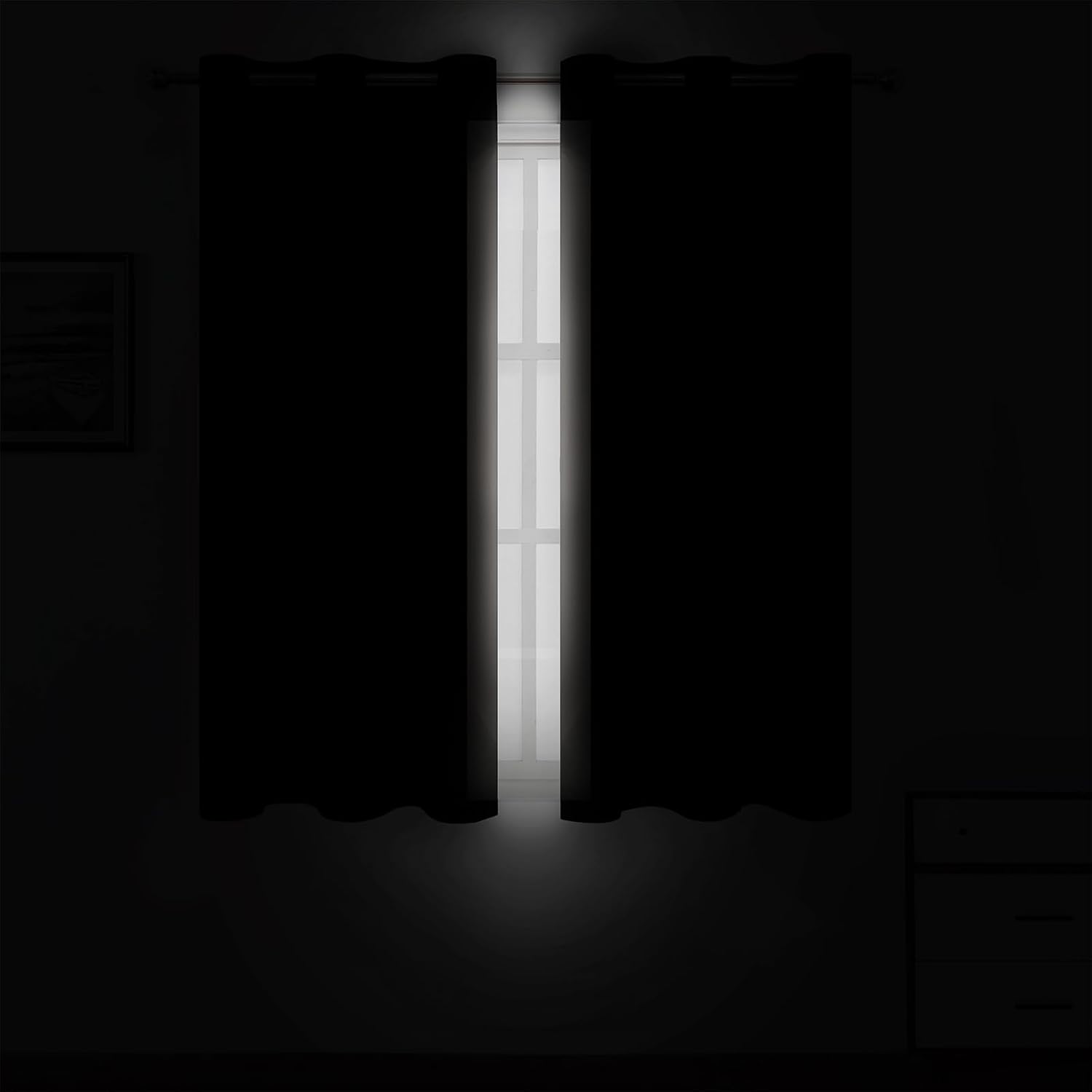Lemomo Light Beige Blackout Curtains 42 x 54 Inch Length Set of 2 Panels Grommet Bedroom Curtains for Living Room 54 Inch silver
