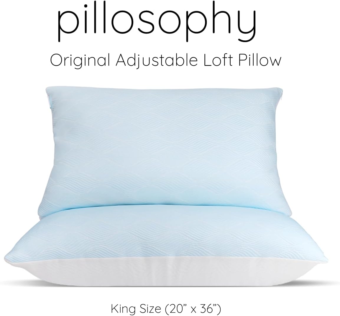 pillosophythetheoryofsleep pillosophy Original Adjustable Loft Pillow • Gel-Infused Shredded Memory Foam Fill • Dual-Sided Washable Cooling…