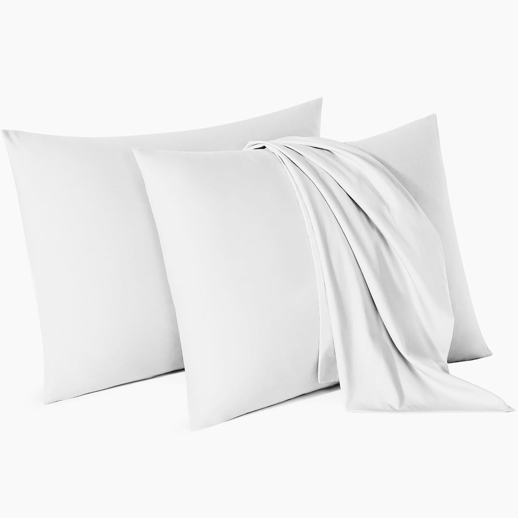 Micropuff Queen Size Pillow Cases, Open End - 2 Pack - Soft and Breathable Hypoallergenic Pillow Cover. Pillowcase Protects Against…