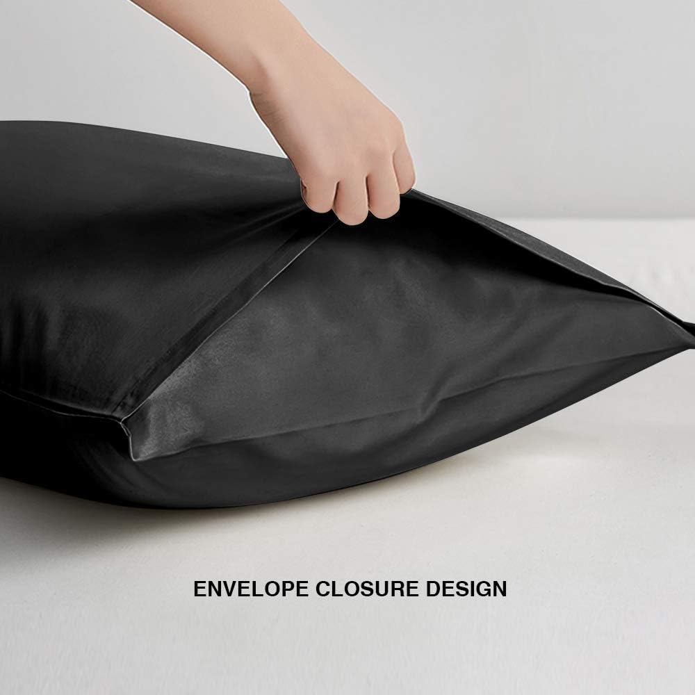 FLXXIE 6 Pack Microfiber Queen Pillowcases, Ultra Soft and Wrinkle, Fade Resistant Pillow Cases with Envelope Closure, 20x30 Inches, Black