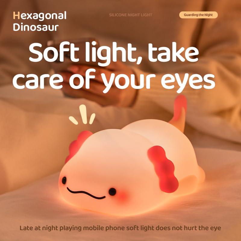 Atsuinightlight ATSUI Axolotl Night Light, LED Squishy Novelty Animal Lamp, Food Grade Silicone, 3 Level Dimmable, Breastfeeding Nursery Ni…