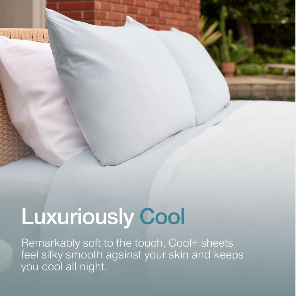 CoopSleepGoods Coop Home Goods Cool+ Cooling Pillow Case Set of 2, White King Size Pillow Covers, Luxury Spa, Breathable, Hotel Quality Pil…