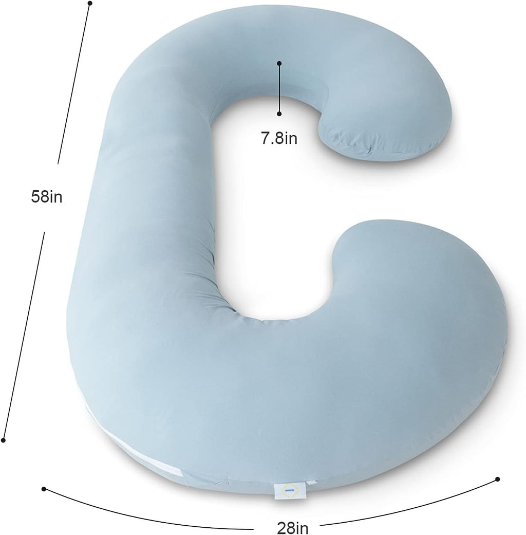 INSEN Pregnancy Pillows for Sleeping, Maternity Pillow with Cooling Cotton Cover, C Shaped for Pregnant Side Sleeping, Green