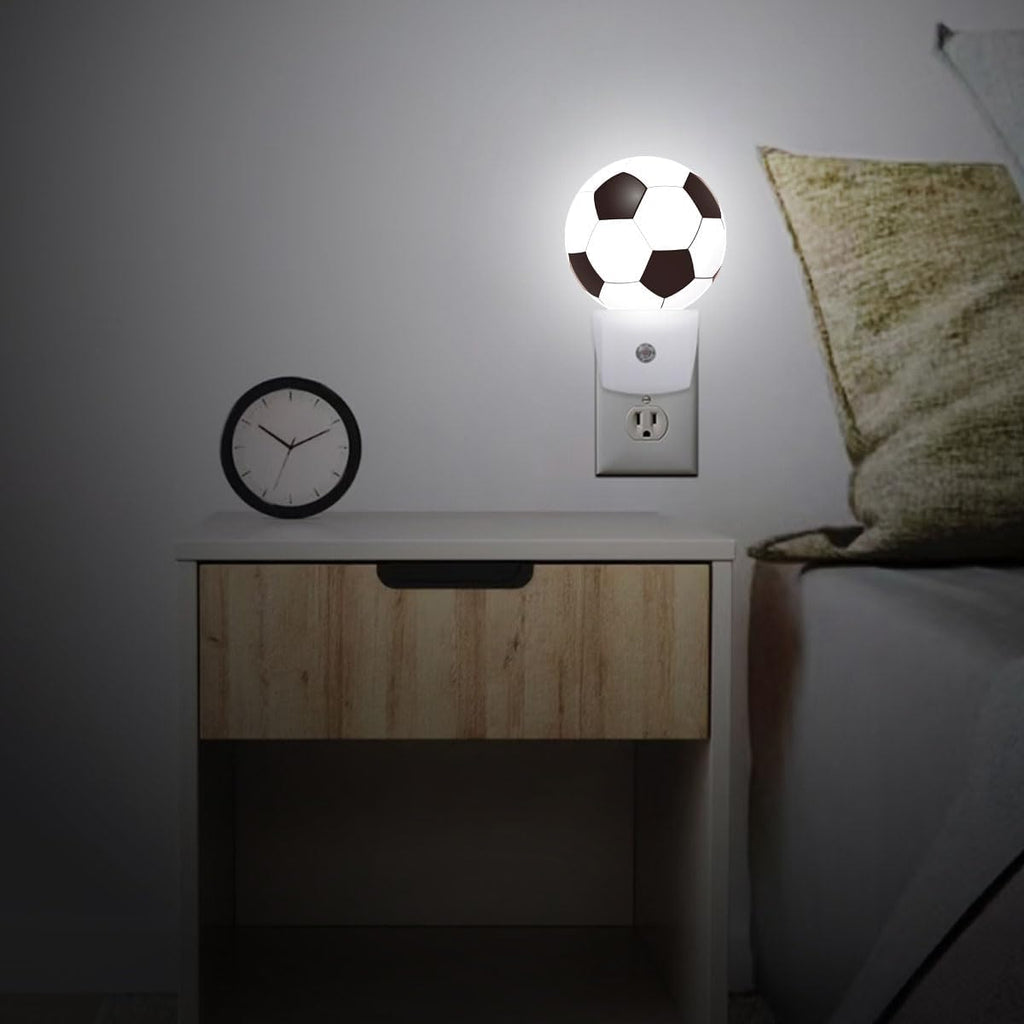 Football Plug in Night Light Auto Light Round Lamps Energy Saving Gift for Women Men Friends