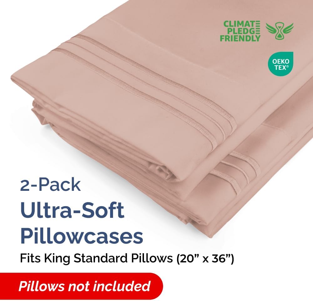 King Standard Pillow Cases Set of 2 - Ultra-Soft Hotel Quality Pillowcase Covers - Comfy, Cozy & Fade Free - Wrinkle Resistant - Machine…