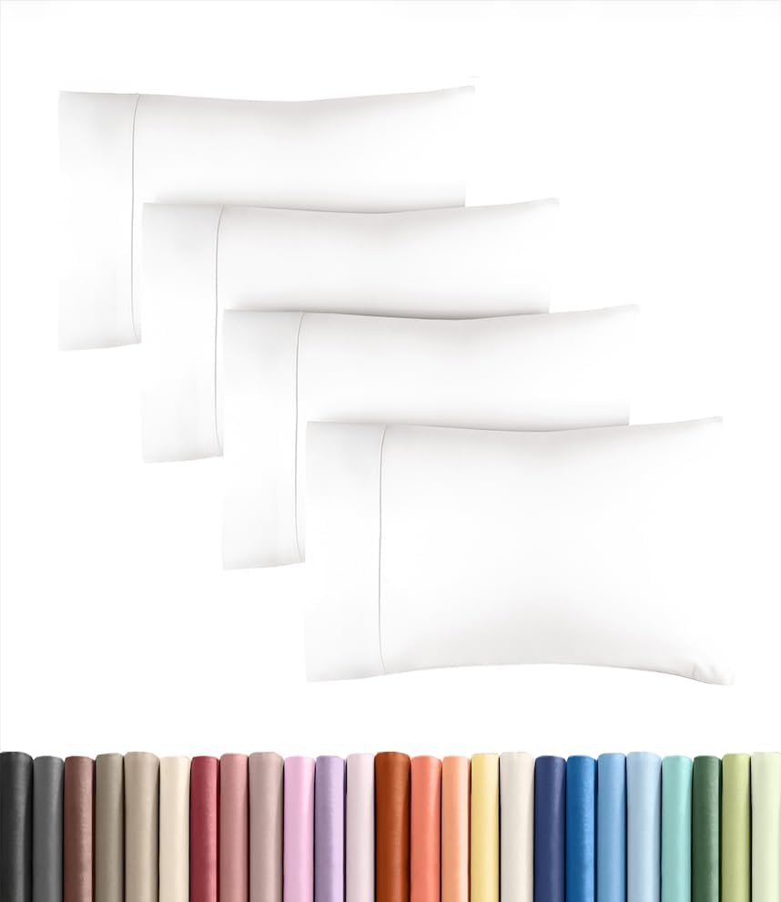 CGKUnlimited King Pillow Cases - 4 Pack - Super Soft Pillowcase Covers - Envelope Enclosure - Hotel Quality Pillow Protectors - Wrinkle Fre…