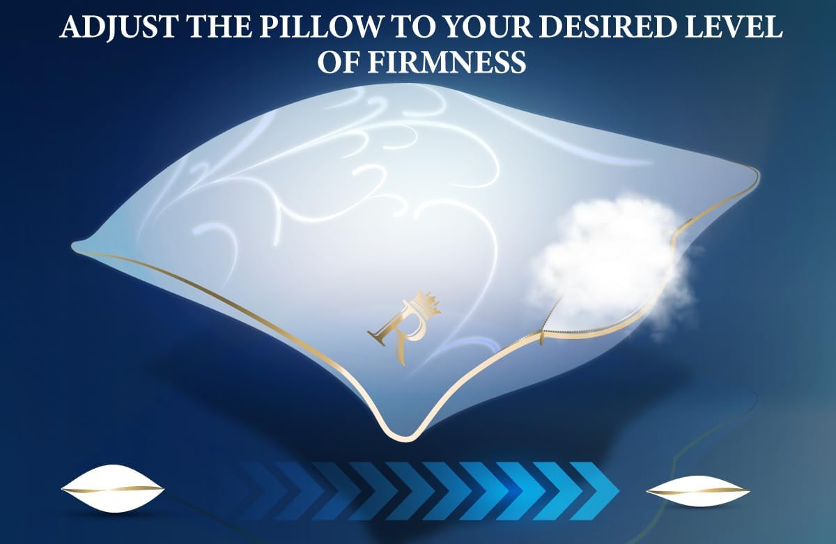 Royaltherapy Royal relaxation Pillows King Size Set of 2, Down Alternative Bed Pillows, Adjustable King Size, Jacquard Cotton, for All…