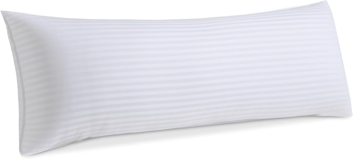 Oubonun Striped Body Pillow, Breathable Cooling Cotton Cover, Soft and Fluffy 3D Down Alternative Microfiber Filled, Long Bed Pillow for Si…