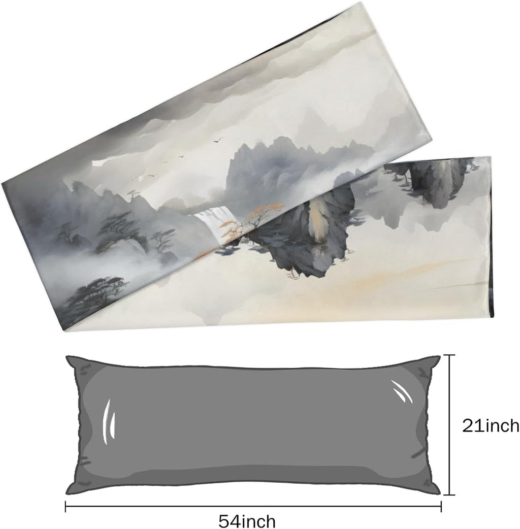 Aglebo Scenery Mountain Body Pillow Covers Super Soft Satin Decorative Pillowcase with Hidden Zipper Cooling Breathable Case Rectangle Cove…