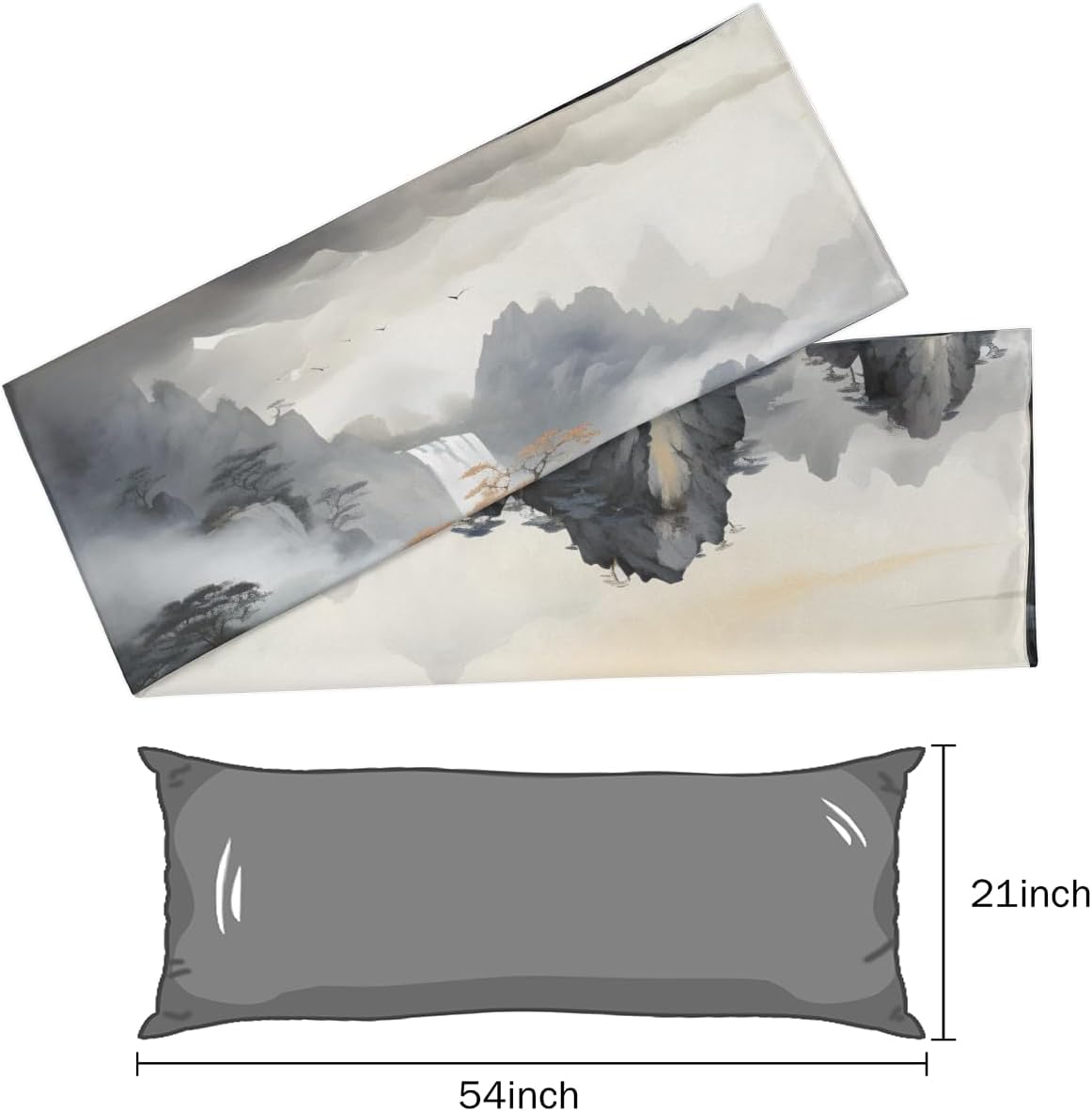 Aglebo Scenery Mountain Body Pillow Covers Super Soft Satin Decorative Pillowcase with Hidden Zipper Cooling Breathable Case Rectangle Cove…